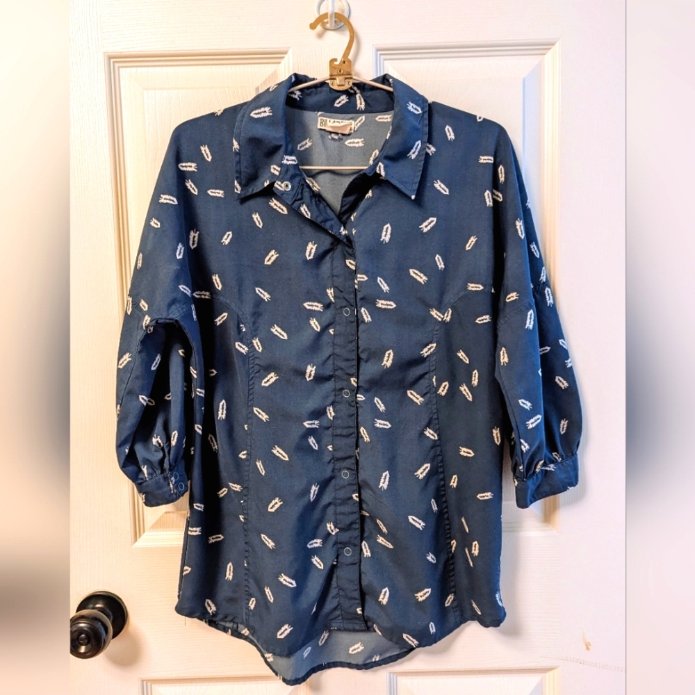 Women's Billabong Button Down Shirt, 3/4 Sleeve, Size M